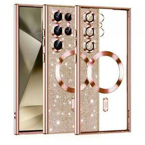 Husa MagSafe pentru Samsung Galaxy S24 Ultra S928, Techsuit, Luxury Glitter, Roz Aurie imagine