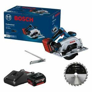 Fierastrau circular Bosch Professional GKS 185-LI, 18 V, 165 mm, 5000 rpm + 1x Acumulator GBA 18 V, 5.0 Ah, Incarcator rapid GAL 18V-40, 1x Disc standard pentru lemn 165 x 1.5/1.0 x 20 mm imagine
