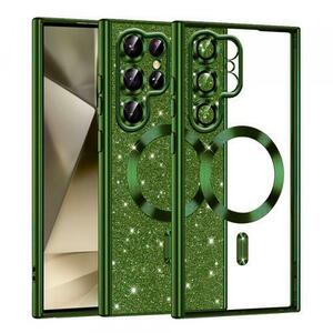 Husa MagSafe pentru Samsung Galaxy S22 Ultra 5G S908, Techsuit, Luxury Glitter (Verde Inchis) imagine