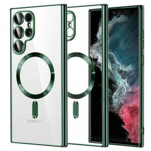 Husa MagSafe pentru Samsung Galaxy S22 Ultra 5G S908, Techsuit, Luxury Crystal (Verde Inchis) imagine