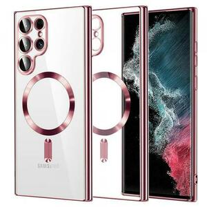 Husa MagSafe pentru Samsung Galaxy S22 Ultra 5G S908, Techsuit, Luxury Crystal (Roz) imagine