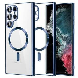 Husa MagSafe pentru Samsung Galaxy S22 Ultra 5G S908, Techsuit, Luxury Crystal (Albastru) imagine