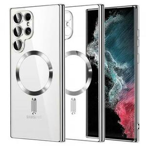 Husa MagSafe pentru Samsung Galaxy S22 Ultra 5G S908, Techsuit, Luxury Crystal, Argintie imagine