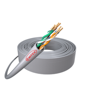 Cablu Emtex U/UTP, Cat.5e, Cupru, 24AWG/1, manta PVC, Eca, Fluke Pass, cutie 305m, Gri imagine