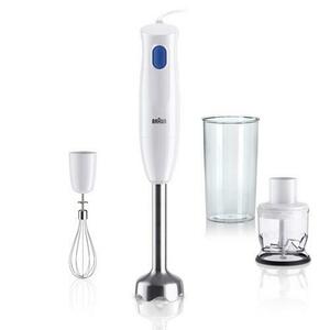 Mixer vertical Braun MQ10.202M, 450 W, 1 viteza, Pahar gradat 600ml, Tocator 350ml, Tel otel (Alb/Albastru) imagine