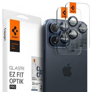 Folie de protectie Camera Spate Spigen GlastR EZ FIT Optik Pro pentru Apple iPhone 16 Pro Max / 16 Pro, Sticla Securizata, Set 2 bucati (Albastru) imagine