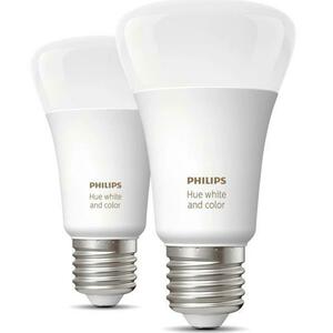 Pachet 2 becuri LED RGB inteligente Philips Hue A60, Bluetooth, Zigbee, E27, 9W (60W), 806 lm, lumina colorata imagine
