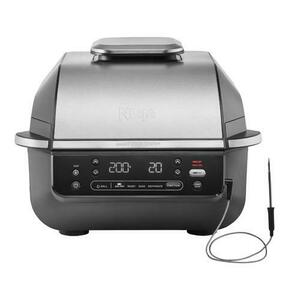 Gratar electric si airfryer Ninja Foodi AirGrill EG351EU, 1760 W, functie friteuza aer cald, 5 functii, 40°- 265°C, display digital, invelis ceramic, termometru digital (Negru/Argintiu) imagine