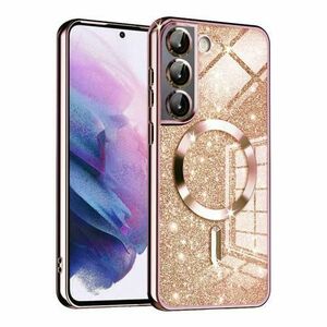 Husa MagSafe pentru Samsung Galaxy S21 FE 5G G990, Techsuit, Luxury Glitter, Roz Aurie imagine