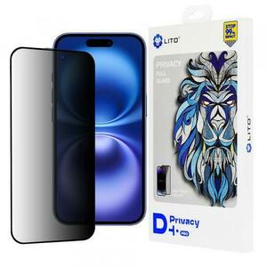 Folie de protectie Ecran Privacy Lito D+ Pro pentru Apple iPhone 16, Sticla Securizata, Full Glue imagine