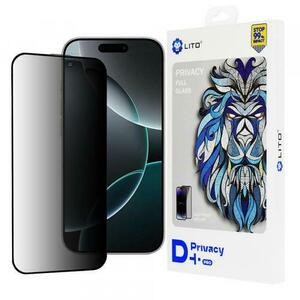 Folie de protectie Ecran Privacy Lito D+ Pro pentru Apple iPhone 16 Pro, Sticla Securizata, Full Glue imagine