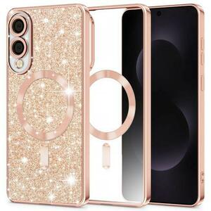 Husa MagSafe pentru Samsung Galaxy S25 Edge S937, Techsuit, Luxury Glitter, Roz Aurie imagine