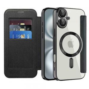 Husa MagSafe pentru Apple iPhone 16, Techsuit, SmartMag Book, Neagra imagine
