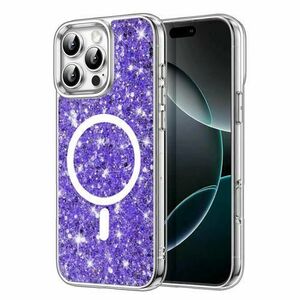 Husa MagSafe pentru Apple iPhone 16 Pro Max, Techsuit, Sparkly Glitter, Mov imagine