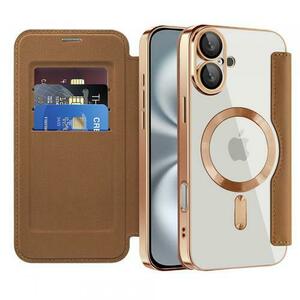 Husa MagSafe pentru Apple iPhone 16, Techsuit, SmartMag Book, Maro imagine