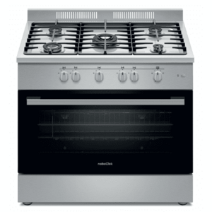 Aragaz semi-profesional Nobeltek, 60x90cm, plta gaz cu 5 ochiuri(arzator mare triplu), cuptor gaz (102l), aprindere electrica, grill, iluminare cuptor, rotisor, echipat cu diuze GN, diuze GPL de schimb, gratare fonta (Inox) imagine