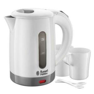 Fierbator apa Russell Hobbs Travel 23840-70, 1000 W, 0.85 l, 2 cesti, 2 lingurite (Alb/Gri) imagine