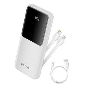 Baterie externa Vention FHOW0 10000mAh, 22.5W PD Fast Charge, 2 x USB/1 x USB Type-C interfata, 1 x USB Type-C/1x Lightning Cable, Digital display (Alb) imagine