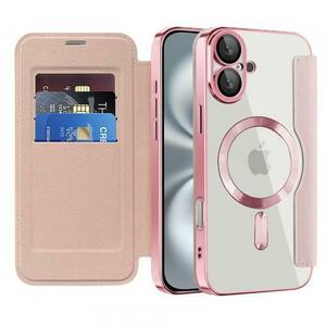 Husa MagSafe pentru Apple iPhone 16 Plus, Techsuit, SmartMag Book, Roz imagine