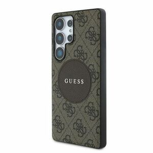 Husa Guess 4G Round Patch Classic Logo, MagSafe, pentru Samsung Galaxy S25 Ultra (Maro) imagine
