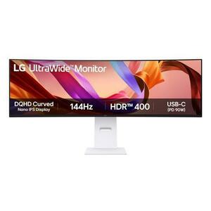 Monitor IPS LED LG 49inch 49U950A-W, DQHD (5120 x 1440), HDMI, DisplayPort, Ecran curbat, Boxe, 144 Hz, 5 ms (Alb) imagine