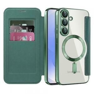 Husa MagSafe pentru Samsung Galaxy S25 S931, Techsuit, SmartMag Book (Verde) imagine