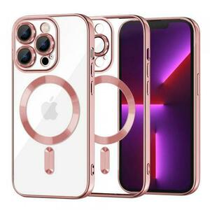 Husa MagSafe pentru Apple iPhone 13 Pro, Techsuit, Luxury Crystal, Roz imagine