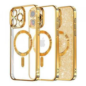 Husa MagSafe pentru Apple iPhone 16 Pro Max, Techsuit, Luxury Glitter, Aurie imagine