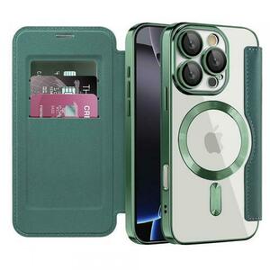 Husa MagSafe pentru Apple iPhone 16 Pro, Techsuit, SmartMag Book, Verde imagine