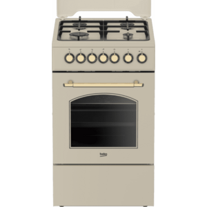 Aragaz rustic mixt Beko FSE52135DCRSN, Gaz+Electric, 4 arzatoare, Aprindere electrica, Booster, Cuptore electric cu 6 functii, Grill, Rotisor, Iluminare, Timer (Crem) imagine