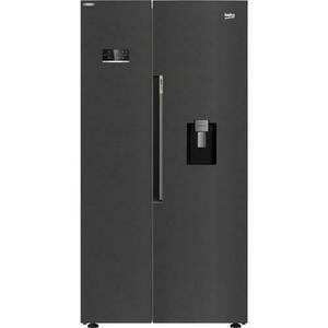 Side By Side Beko GN163241DXBRN, 576 L, Clasa E, Inverter, NeoFrost Dual Cooling, HarvestFresh, EverFresh+, Water Dispenser, Twist Ice Maker, 179 cm (Negru/Inox) imagine