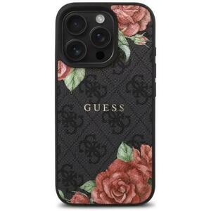 Husa Protectie Spate Guess PU Leather 4G Roses, MagSafe, pentru iPhone 16 Pro (Negru) imagine