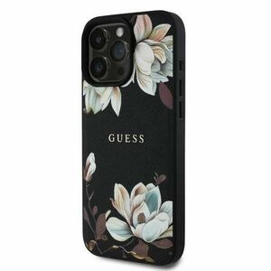 Husa Protectie Spate Guess PU Grained Magnolia, MagSafe, pentru iPhone 16 Pro (Negru) imagine