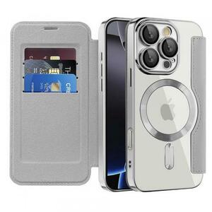 Husa MagSafe pentru Apple iPhone 16 Pro, Techsuit, SmartMag Book, Gri imagine