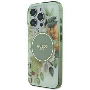 Husa Protectie Spate Guess Flower & Tonal Circle, MagSafe, pentru iPhone 16 Pro (Verde) imagine