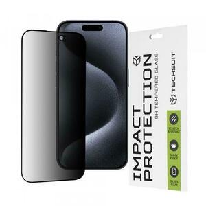 Folie de protectie Ecran Privacy Techsuit pentru Apple iPhone 15 Pro, Sticla Securizata, Full Glue, 111D imagine