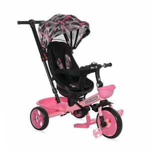 Tricicleta pentru copii Lorelli Voyage, Otel, cu sezut reversibil, centura siguranta, maner control parental, roti spuma EVA, 1-5 Ani, Roz imagine