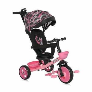 Tricicleta pentru copii Lorelli Revel, sezut rotativ, maner control parental, centura siguranta, roti spuma EVA, copertina pliabila si detasabila, 1-5 Ani, Metal, Roz imagine