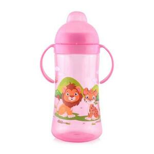 Cana LORELLI cu manere, 9 luni+, tetina moale si capac ergonomic, 330 ml, Pink imagine