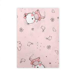 Cearceaf bumbac ranforce Lorelli Pink Ballerina Bear, 100 x 150 cm imagine