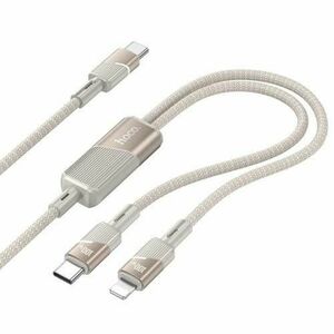 Cablu Date si Incarcare USB-C - Lightning / USB-C HOCO U139 2in1, 100W, 1.2m, Auriu imagine