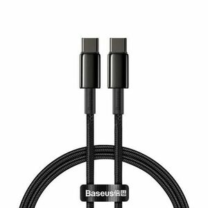 Cablu Date si Incarcare USB-C - USB-C Baseus Tungsten Gold CATWJ-01, 100W, 1m, Negru imagine