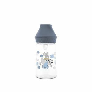 Biberon cu gat larg Lorelli My Friend Cameo Blue, tetina moale din silicon, 0 luni+, 250 ml imagine