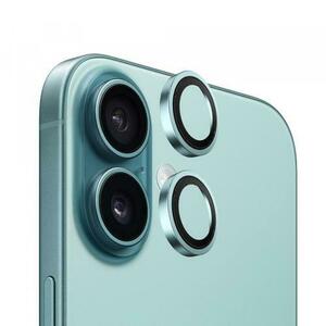Folie de protectie Camera Spate Blueo Metal Frame pentru Apple iPhone 16 Plus / 16, Sticla Securizata (Transparent/Verde) imagine