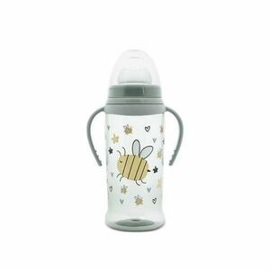 Biberon anticurgere cu manere Lorelli My Friend Iceberg Green, cu tetina lata, protejeaza gingiile, 6 luni+, 360 ml imagine