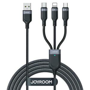 Cablu Incarcare USB-A - Lightning / microUSB / USB-C Joyroom S-A18 3in1, 18W, 0.3m, Negru imagine