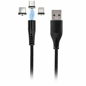 Cablu Incarcare USB-A - Lightning / microUSB / USB-C MaXlife MXUC-02-2 3in1, 18W, 1m, Negru imagine