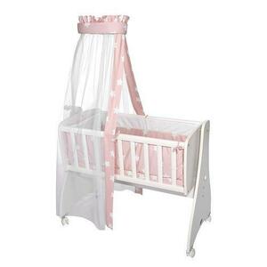 Set lenjerie pat 7 piese Lorelli Pale Blush Stars, bumbac ranforce, pentru pat balansoar First Dreams imagine