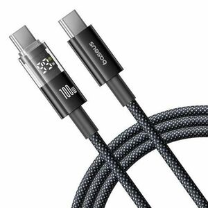 Cablu Date si Incarcare USB-C - USB-C Baseus Display 2 P10382702121-00, 100W, 1m, Negru imagine