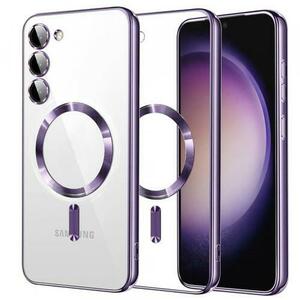 Husa MagSafe Techsuit Luxury Crystal pentru Samsung Galaxy S23 S911 (Transparent/Mov) imagine